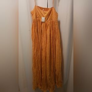 Emmaline Midi Dress in Yellow Combo Free People